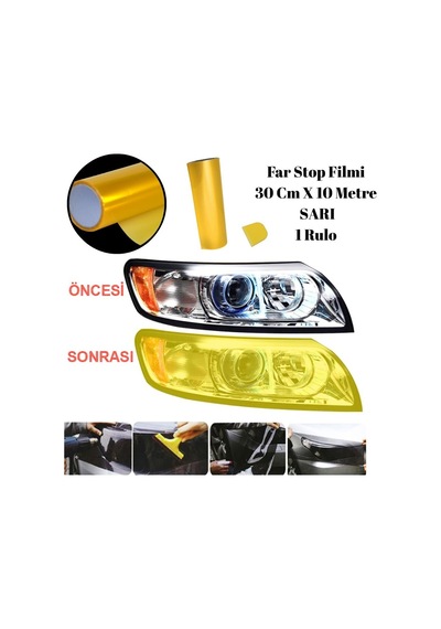 Gmax Far Stop Filmi 30 Cm X 10 Metre Sarı 1 Rulo Arka Stop-far Koruma Ve Renklendirme Folyosu