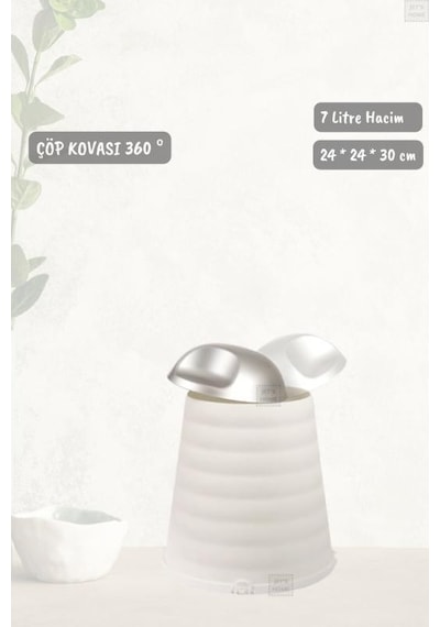 Çöp Kovası Bas-çek Kapaklı Çöp Kutusu Banyo Çöp Kovası Beyaz 7 Litre Beyaz