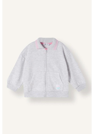 Defacto Gömlek Yaka Fermuarlı Basic Sweatshirt Hırka Kız Çocuk I0629a526augr421 Gri-gr421