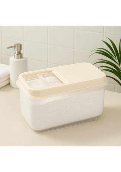 7,5 Lt Mega Banyo Düzenleyici Kayar Kapaklı Etiketli Toz Tablet Deterjan Saklama Kutusu