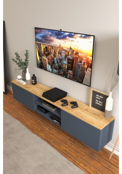B3 Concept Nort Serisi Anrasit Safir Meşe 2 Kapaklı Duvar Tipi Tv