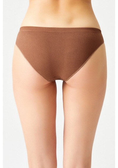 Los Ojos Kahverengi Fitilli Seamless Klasik Külot Ribbed Classic Kahverengi
