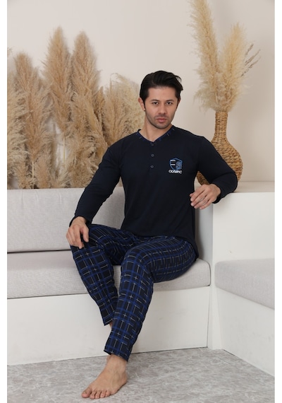 Sude Homewear Erkek Uzun Kol Pijama Takımı Lacivert