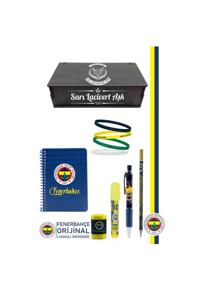 Fenerbahçe Orijinal Lisanslı Kalem Bileklik Bloknot Kalemtraş Silgi Hediyelik Set Sarı Lacivert 006 Sarı-lacivert