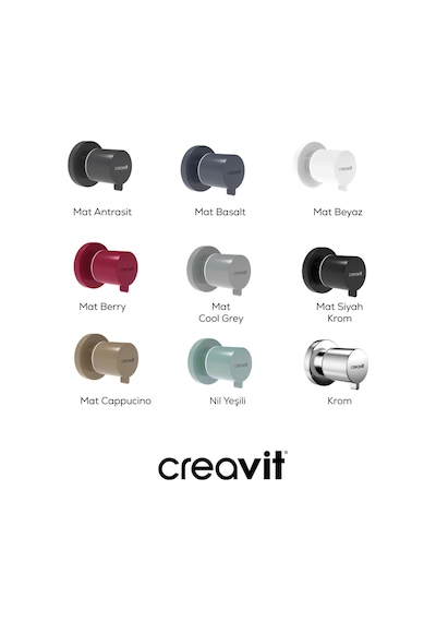 Creavit Ara Kesme Valfi 1/2-1/2" Antrasit Mat Ms.ac50l.anm