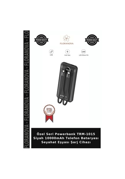 Özel Seri Powerbank Trm-1015 Siyah 10000mah Telefon Bataryası Seyahat Eşyası Şarj Cihazı Çok Renkli