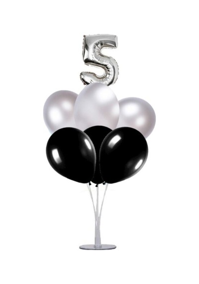 5 Yaş Rakam Folyo Balon Altın Gold 40 CM Balon Stand. 6 Adet Bal