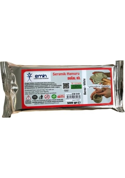 Emin Seramik Hamuru Doğal Kil 500 G Beyaz