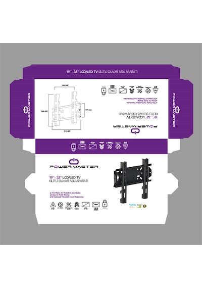 POWERMASTER PWR-1932 - 19 - 32 SABİT KİLİTLİ LCD-LED TV DUVAR ASK