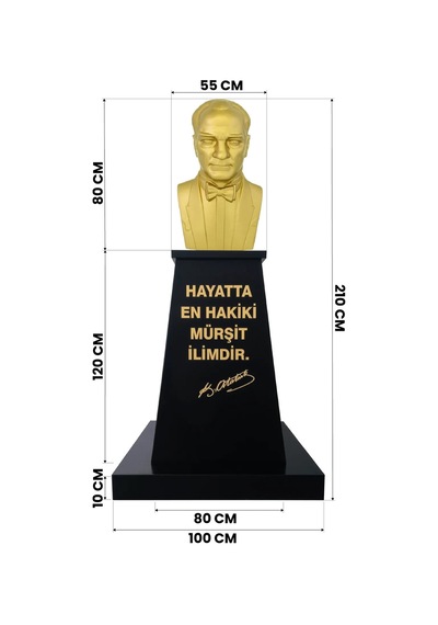 Atatürk Büstü 80cm Fiber + Kaide 120cm + Alt Tabla Lise Modeli