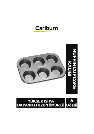 Premium Yüksek Isıya Dayanıklı Uzun Ömürlü Yapışmaz Yıkanabilir 6 Gözlü Muffin Cupcake Kalıbı Çok Renkli