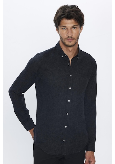 Tudors Slim Fit Uzun Kollu Düğmeli Yaka Kışlık Yün Viskon Düz Gömlek-25541 Siyah Tudors Slim Fit Uzun Kollu Düğmeli Yaka Kışlık Yün Viskon Düz Gömlek-25541 Siyah