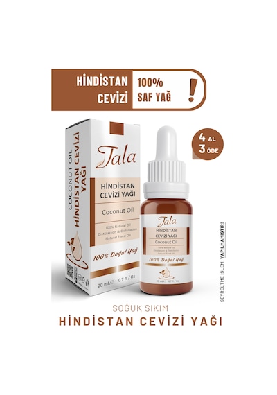 Tala Hindistan Cevizi Yağı %100 Saf Ve Doğal Soğuk Sıkım 20 ML