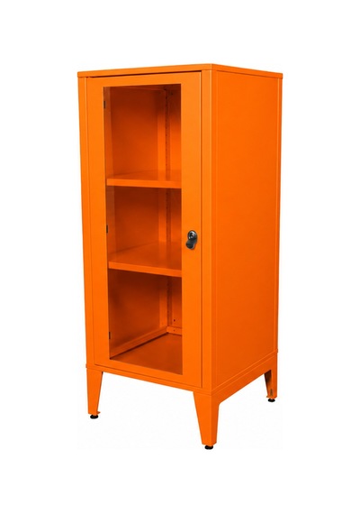 Alfafonet Ziglat Serisi Kilitli Metal Home Office Dolabı Cam Kapaklı Turuncu Ral 2004 450x1050x450 Mm