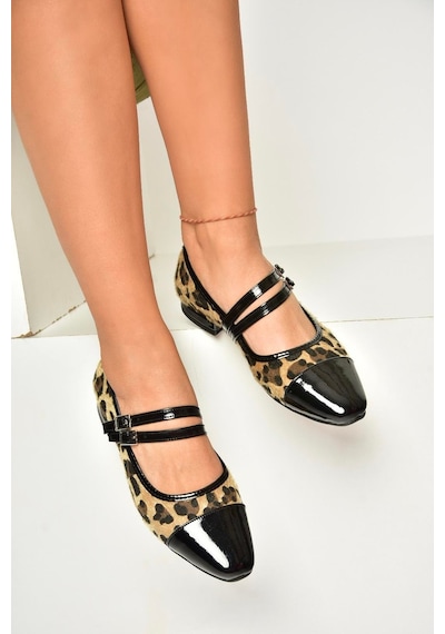 Fox Shoes U725512102 Leopar Desenli Kadın Babet Leopar-süet Leopar
