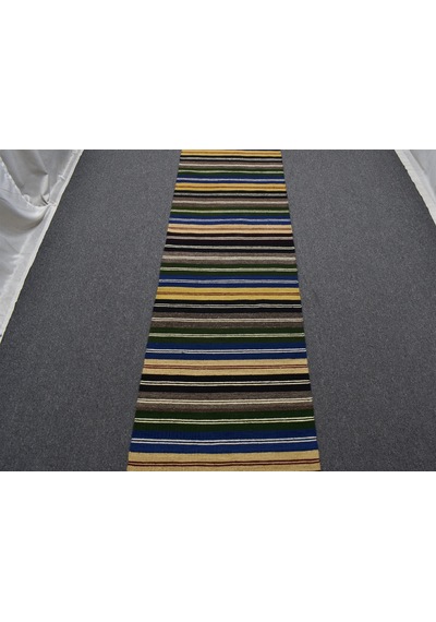 Zehra Abla Halı Yeni El Dokuması Rengarenk Çizgili Hatay Yün Yolluk Kilim 6998 Çok Renkli