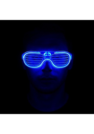 Mavi Led Işıklı Parti Gözlüğü - Neon Glow Gözlük 3 Modlu Tdrtr