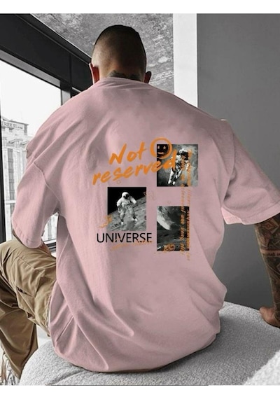 Not Reserved Baskılı Oversize Tişört Pembe