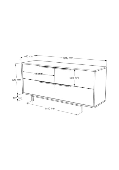 Robin Home Lidya Konsol 4 Kapaklı Metal Ayaklı 160cm Beyaz
