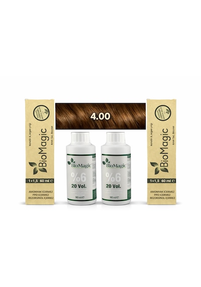 Biomagic 4.00 Kahve Organik İçerikli Amonyaksız Kalıcı Saç Bopyası 2boya+ 2 Oksaidan