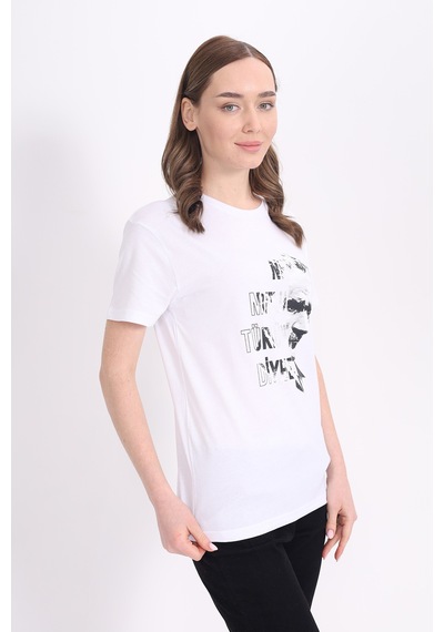 Toontoy Unisex Baskılı Tişört Beyaz