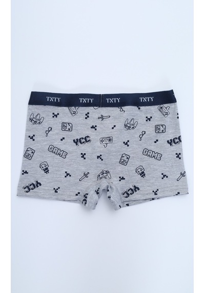 Toontoy Kids Toontoy Erkek Çocuk Baskılı Pamuklu Lastikli Boxer - 4'lü Paket Siyah