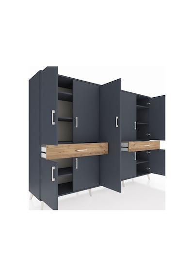 Hyperion Dolap 12 Raflı 2 Çekmeceli 8 Kapaklı 220x44x163 Antrasit Antrasit-antrasit/çam Hyperion Dolap 12 Raflı 2 Çekmeceli 8 Kapaklı 220x44x163 Antrasit Antrasit-antrasit/çam