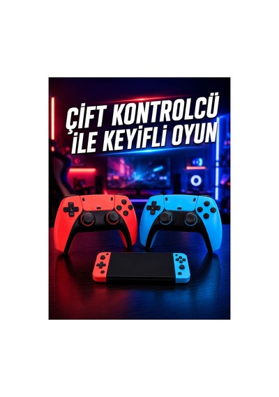 Oyun Konsolu Kablosuz Kontrolcülü Retro Oyun Eğlence Sistemi Siyah