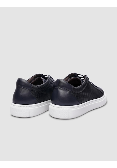 %100 Hakiki Deri Lacivert Bağcıklı Erkek Sneaker-lacivert Lacivert