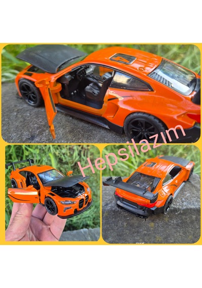 Oyuncak Spor Araba 14 Cm Metal Diecast Model Çek Bırak Açılır Kapı Bmw M4 Gt3 Competition Turuncu