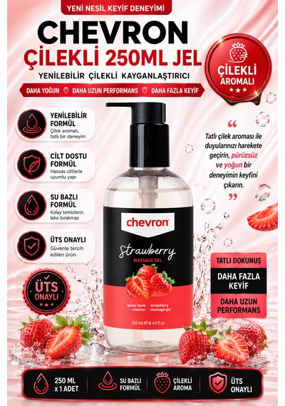 Çilekli Su Bazlı Ekstra Kayganlaştırıcı Jel 250 Ml Yenilebilir Çilek Aromalı Jel