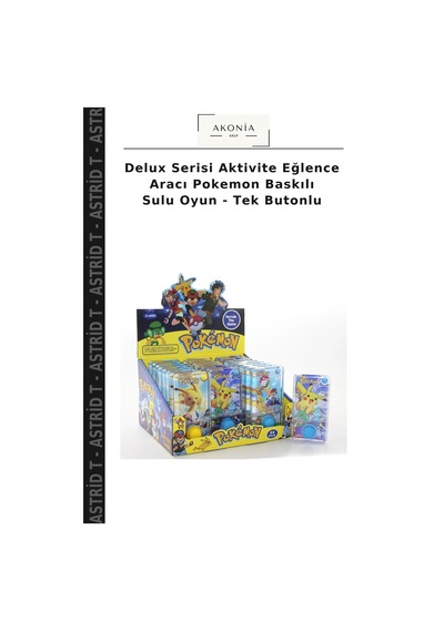 Delux Serisi Aktivite Eğlence Aracı Pokemon Baskılı Sulu Oyun - Tek Butonlu