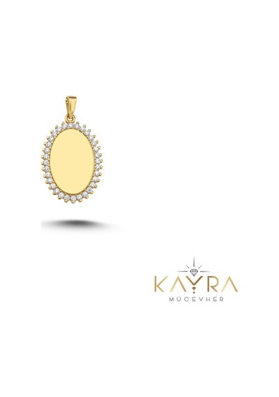 Oval Plaka Altın Kolye Ucu Ah47