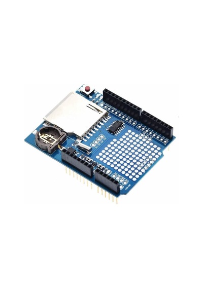 Arduino Sd Kart Rtc Saat Data Kayıt Logger Shield Ds1307 2x Led Prototip Pcb Alanı Reset Butonu