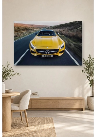 Fida Vadi Yolunda Sarı Mercedes-amg Gt Canvas Tablo Çok Renkli