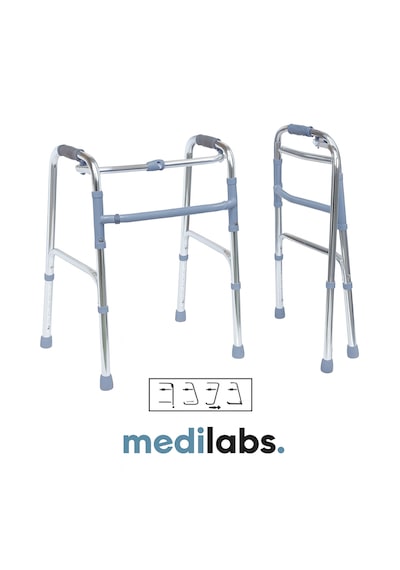 Medilabs Premium Walker Hafif Alüminyum Kaymaz Tabanlı Katlanabilir Yürüteç