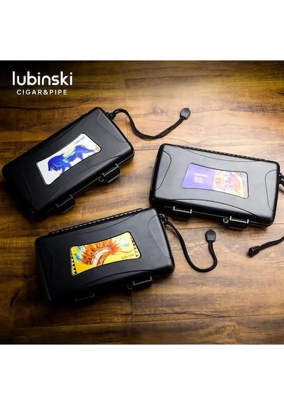Lubinski Seyahat Puro Kutusu Humidor Kırılmaz Plastik Siyah Lion 5's