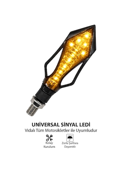 Motosiklet Led Sinyal Lambası Universal Kanat Model Sarı Amber Led Işık Kanat Tasarım Vidalı Montaj