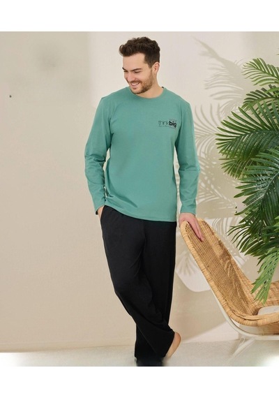 Pijamoni Erkek Pamuklu Bisiklet Yaka Uzun Kol İnce Pijama Takımı 6150/5 - 1 Adet Yeşil Pijamoni Erkek Pamuklu Bisiklet Yaka Uzun Kol İnce Pijama Takımı 6150/5 - 1 Adet Yeşil