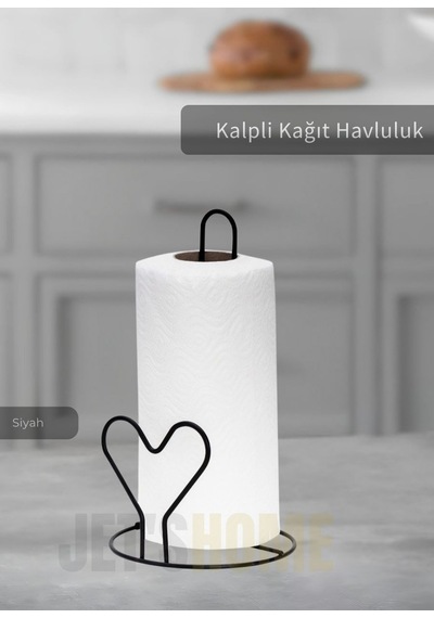 Jet's Home Kağıt Havluluk Paslanmaz Peçetelik Çelik Banyo Havluluk Düzenleyici Kalpli Siyah Siyah