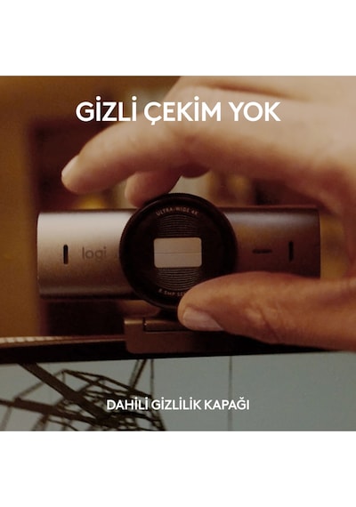 Logitech Mx Brıo Ultra Hd 4k Gizlilik Kapaklı Ve Mikrofonlu Yayın Web Kamerası - Koyu Gri