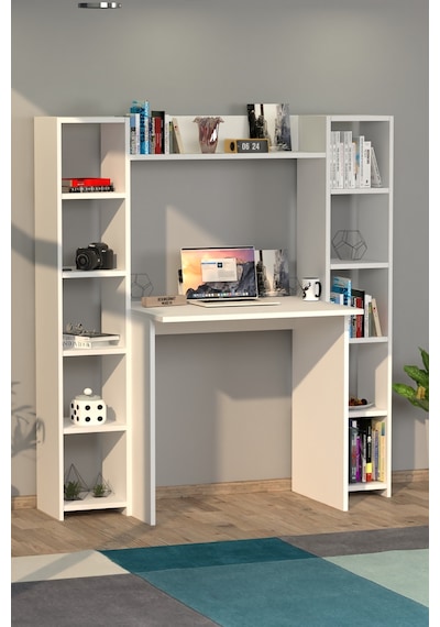 Moonlife Moonlife Trend Kitaplıklı Çalışma Masası Beyaz