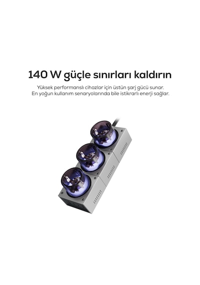 Masaüstü Priz Hızlı Şarj İstasyonu 7 İn 1 3x 4000w Ac, 140w 3xusb-c, 1 Usb-a, 100w Kablo X6424