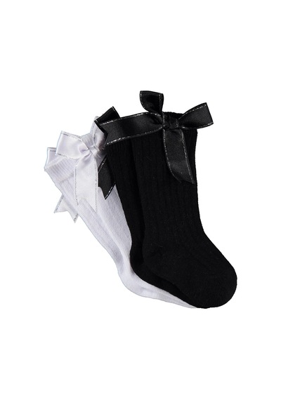 Civil Baby Çift Fiyonk Aksesuar 2'li 6- Bebek Kız Çorap Set - Standart