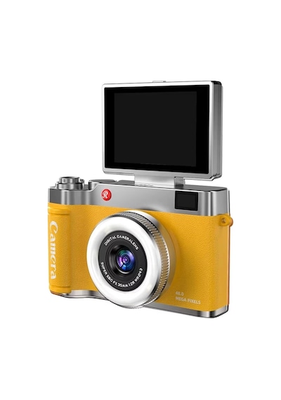 4k Çantalı Dijital Retro Video Kamera 48mp 16x Zoom Işıklı 32gb Kart Dijital Fotoğraf Makinesi Sarı