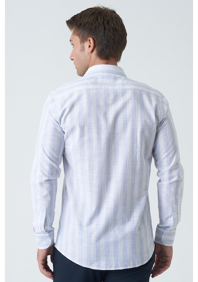 White Stone Armagh Slim Fit G2002 Pamuklu Keten Gömlek Mavi-mavi Mavi