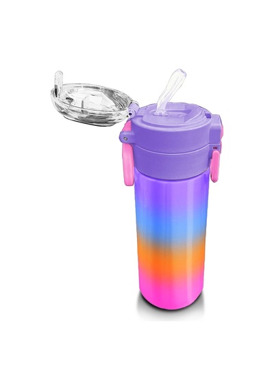 Coral High Kids Renk Geçişli Desenli Pipetli Ve Direkt İçim Çelik Termos 500 Ml 31875 Eflatun