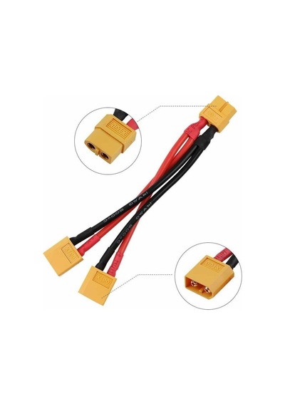 Xt60 Konnektörlü Y Tip Birleştirici Kablo 10 Cm Lipo Pil