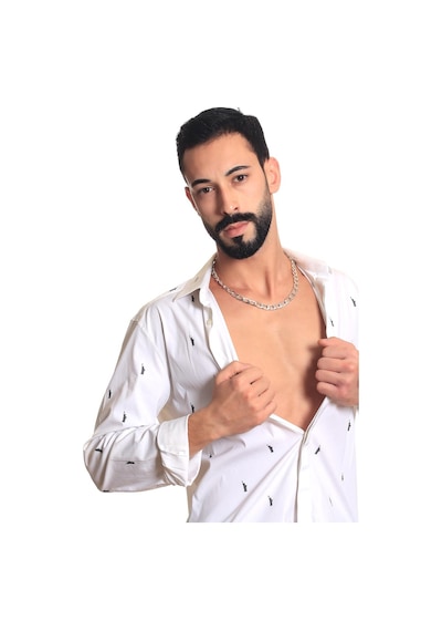 Labalaba Erkek Lak Kaplama Kalın Zincir Formlu Kolye Gümüş Sarı