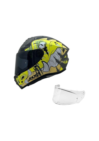 Draken S Trooper D3 Mat Fluor Yellow Desenli Motosiklet Kaskı Çift Vizörlü Trooper Mat Fluoer Yellow